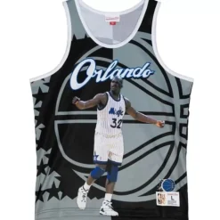 Men Mitchell & Ness T-Shirts & Tops-Sublimated Player Tank Orlando Magic Shaquille O'Neal