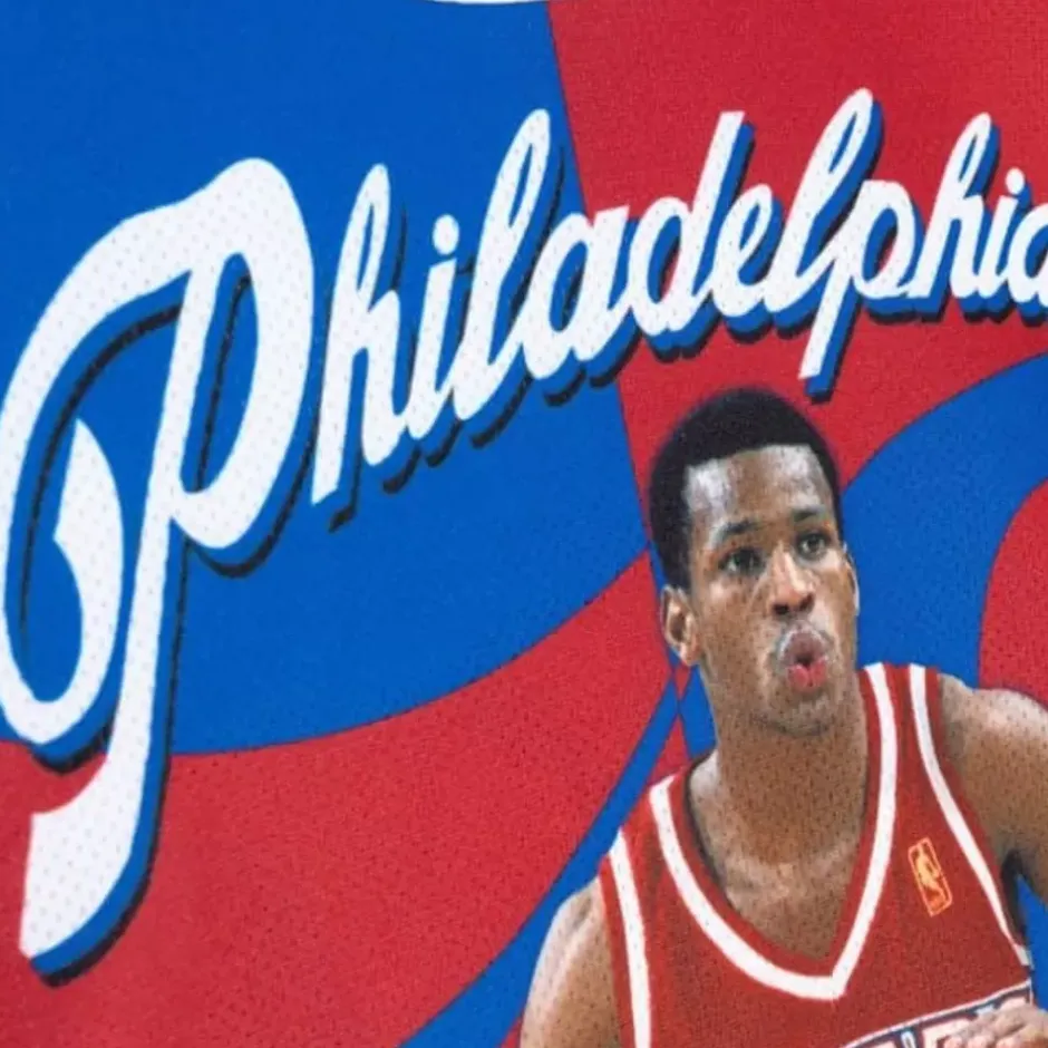 Men Mitchell & Ness T-Shirts & Tops-Sublimated Player Tank Philadelphia 76Ers Allen Iverson