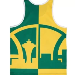 Men Mitchell & Ness T-Shirts & Tops-Sublimated Player Tank Seattle Supersonics Shawn Kemp
