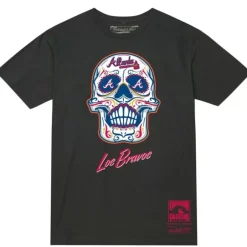 Men Mitchell & Ness T-Shirts & Tops-Sugar Skull Tee Atlanta Braves