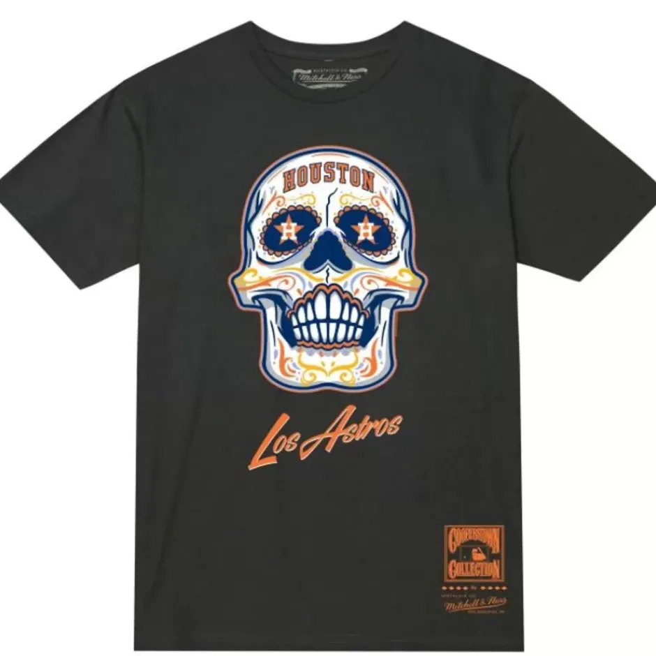 Men Mitchell & Ness T-Shirts & Tops-Sugar Skull Tee Houston Astros