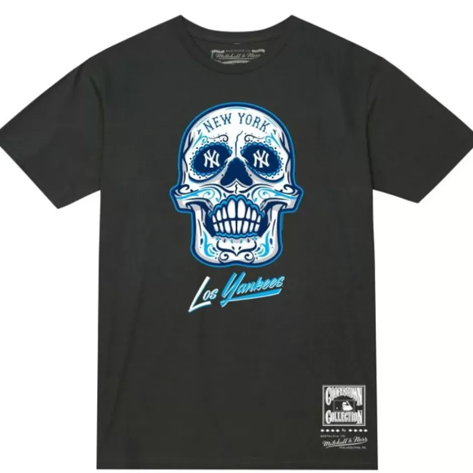 Men Mitchell & Ness T-Shirts & Tops-Sugar Skull Tee New York Yankees