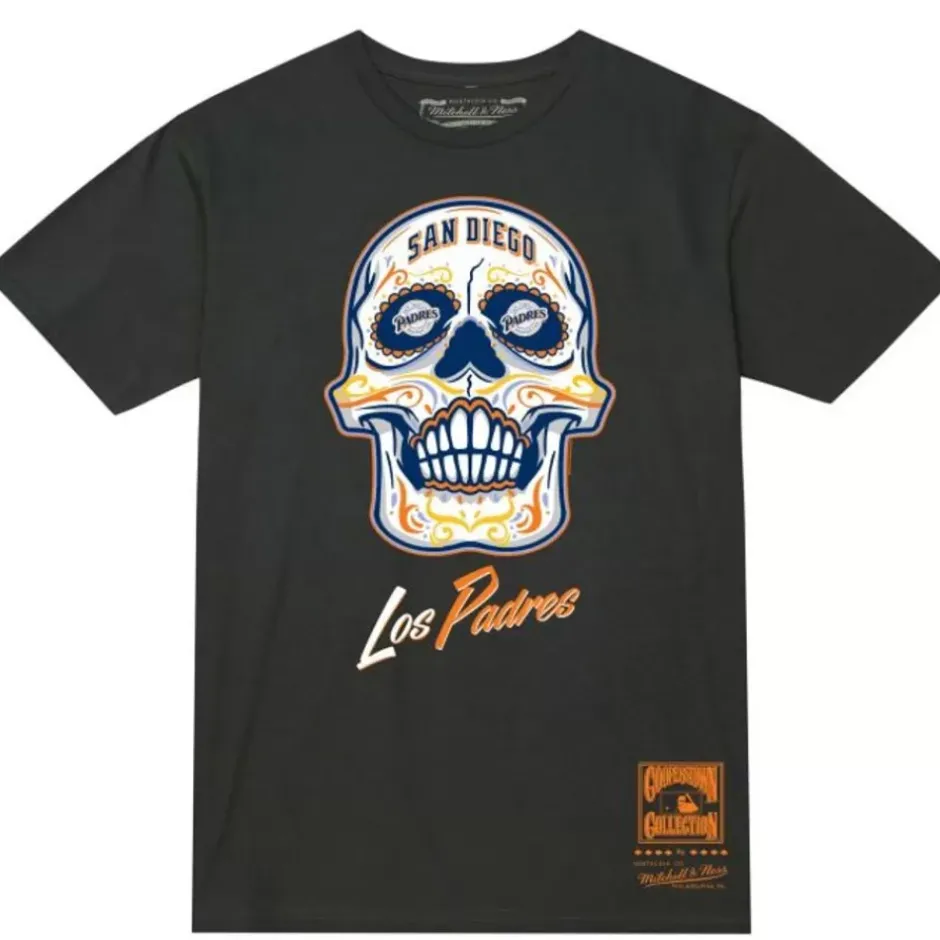 Men Mitchell & Ness T-Shirts & Tops-Sugar Skull Tee San Diego Padres