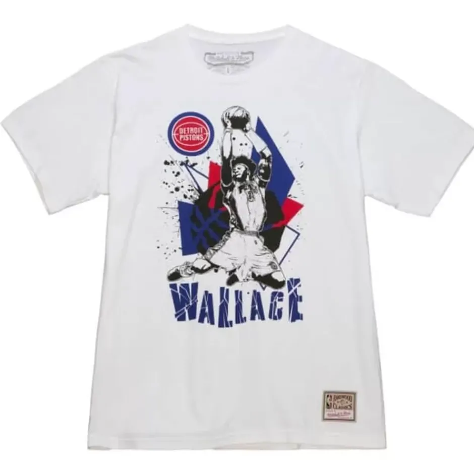 Men Mitchell & Ness T-Shirts & Tops-Suite Sensations Tee Detroit Pistons Ben Wallace
