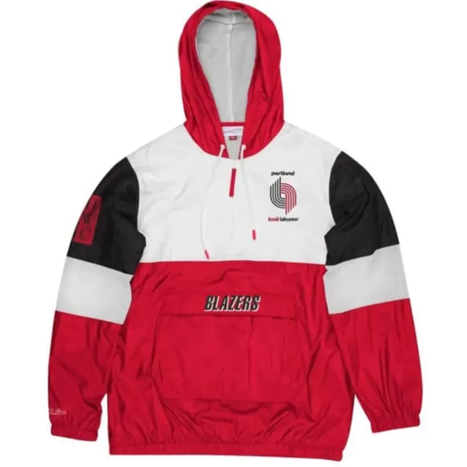 Men Mitchell & Ness Jackets & Outerwear-Surprise Win Windbreaker Portland Trail Blazers