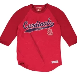Men Mitchell & Ness T-Shirts & Tops-Tail Sweeper Raglan St. Louis Cardinals