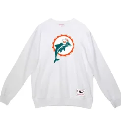 Men Mitchell & Ness Hoodies & Sweatshirts-Team Basic 2 Crew Miami Dolphins