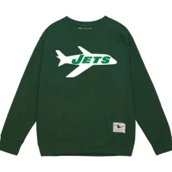 Men Mitchell & Ness Hoodies & Sweatshirts-Team Basic 1 Crew New York Jets