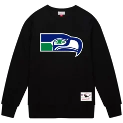 Men Mitchell & Ness Hoodies & Sweatshirts-Team Basic 1 Crew Seattle Seahawks