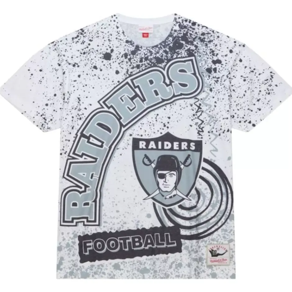 Men Mitchell & Ness T-Shirts & Tops-Team Burst Sublimated S/S Tee Oakland Raiders
