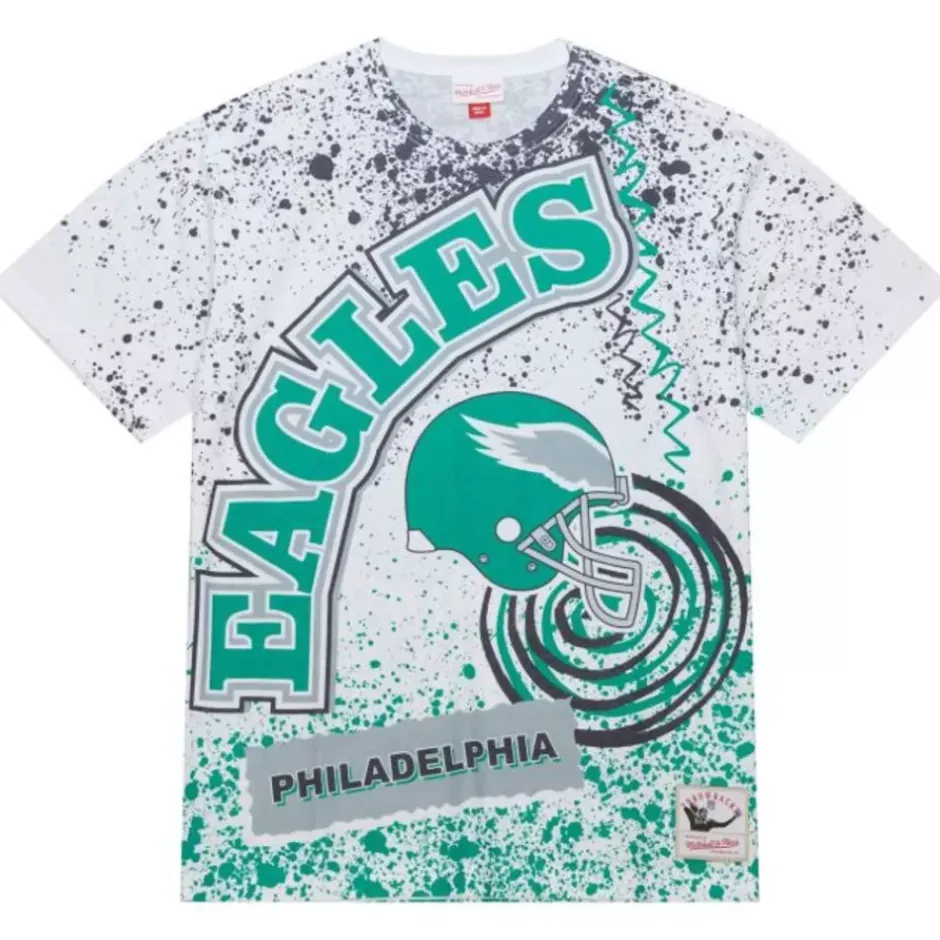 Men Mitchell & Ness T-Shirts & Tops-Team Burst Sublimated S/S Tee Philadelphia Eagles