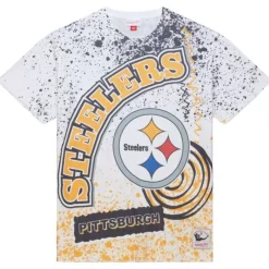 Men Mitchell & Ness T-Shirts & Tops-Team Burst Sublimated S/S Tee Pittsburgh Steelers