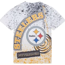 Men Mitchell & Ness T-Shirts & Tops-Team Burst Sublimated S/S Tee Pittsburgh Steelers