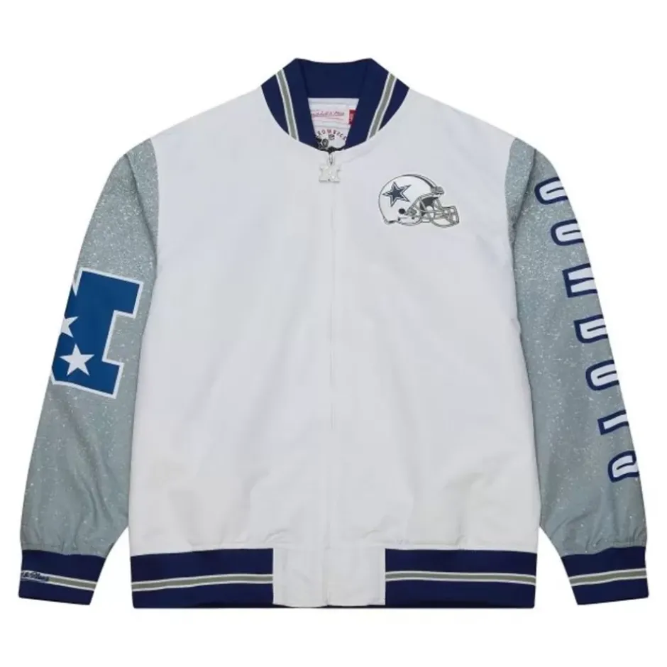 Men Mitchell & Ness Jackets & Outerwear-Team Burst Warm Up Jacket Dallas Cowboys