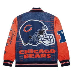 Men Mitchell & Ness Jackets & Outerwear-Team Burst Warm Up Jacket Chicago Bears