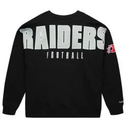 Men Mitchell & Ness Hoodies & Sweatshirts-Team First Satin Fleece Crew Oakland Raiders