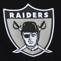 Men Mitchell & Ness Hoodies & Sweatshirts-Team First Satin Fleece Crew Oakland Raiders
