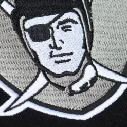 Men Mitchell & Ness Hoodies & Sweatshirts-Team First Satin Fleece Crew Oakland Raiders