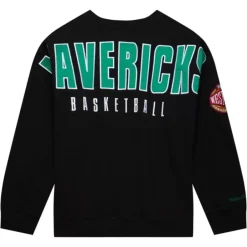 Men Mitchell & Ness Hoodies & Sweatshirts-Team First Satin Fleece Crew Dallas Mavericks