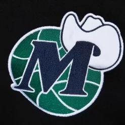 Men Mitchell & Ness Hoodies & Sweatshirts-Team First Satin Fleece Crew Dallas Mavericks
