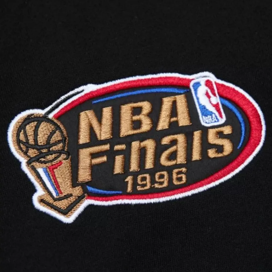 Men Mitchell & Ness Hoodies & Sweatshirts-Team First Satin Fleece Crew Chicago Bulls