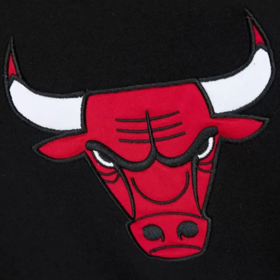 Men Mitchell & Ness Hoodies & Sweatshirts-Team First Satin Fleece Crew Chicago Bulls