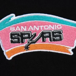 Men Mitchell & Ness Hoodies & Sweatshirts-Team First Satin Fleece Crew San Antonio Spurs
