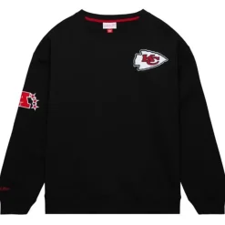 Men Mitchell & Ness Hoodies & Sweatshirts-Team First Satin Fleece Crew Kansas City Chiefs