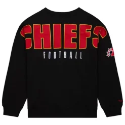 Men Mitchell & Ness Hoodies & Sweatshirts-Team First Satin Fleece Crew Kansas City Chiefs