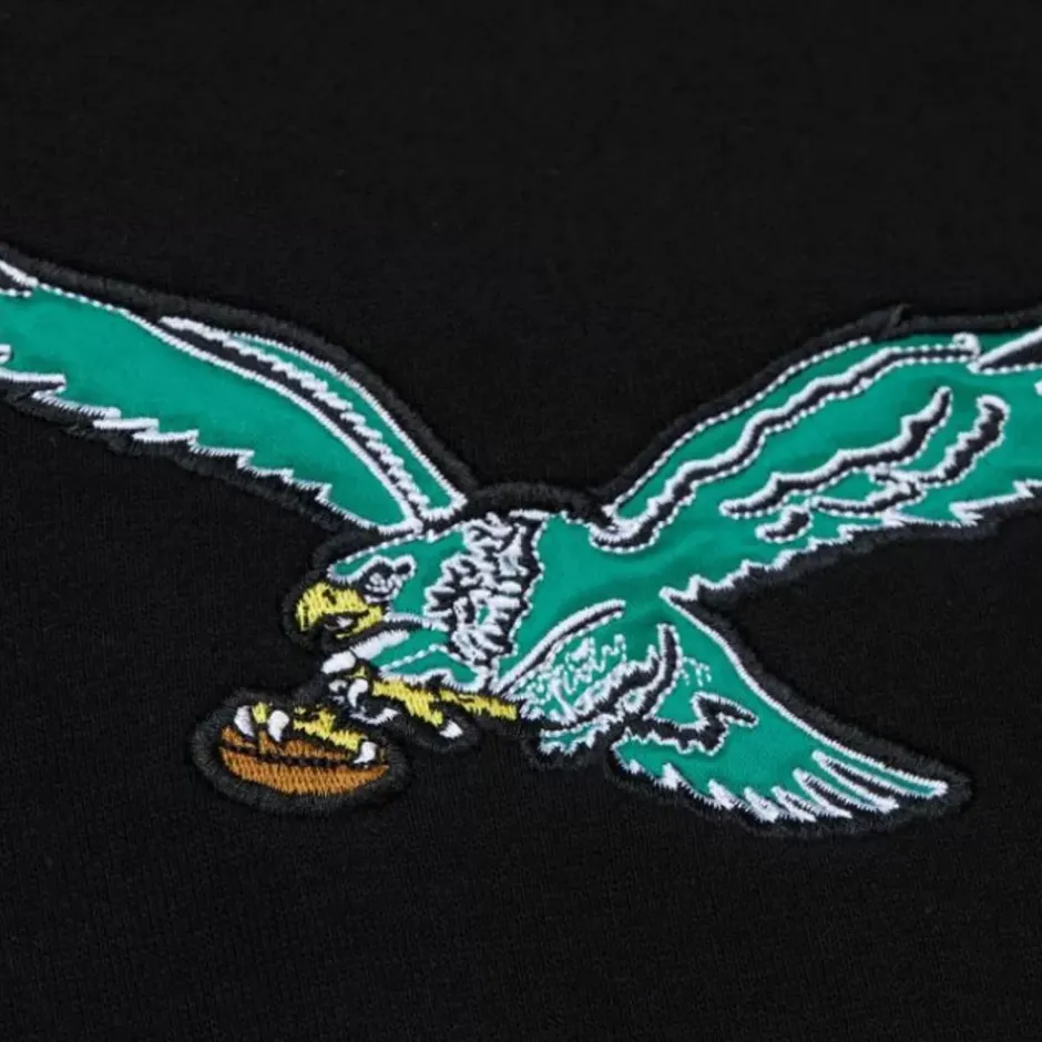 Men Mitchell & Ness Hoodies & Sweatshirts-Team First Satin Fleece Crew Philadelphia Eagles