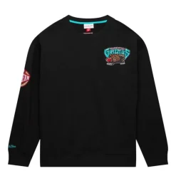 Men Mitchell & Ness Hoodies & Sweatshirts-Team First Satin Fleece Crew Vancouver Grizzlies