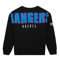 Men Mitchell & Ness Hoodies & Sweatshirts-Team First Satin Fleece Crew Current Logo New York Rangers