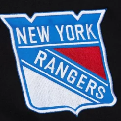 Men Mitchell & Ness Hoodies & Sweatshirts-Team First Satin Fleece Crew Current Logo New York Rangers