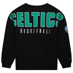 Men Mitchell & Ness Hoodies & Sweatshirts-Team First Satin Fleece Crew Boston Celtics