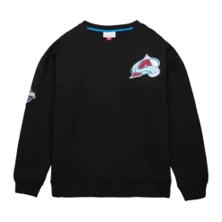 Men Mitchell & Ness Hoodies & Sweatshirts-Team First Satin Fleece Crew Current Logo Colorado Avalanche