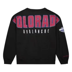 Men Mitchell & Ness Hoodies & Sweatshirts-Team First Satin Fleece Crew Current Logo Colorado Avalanche