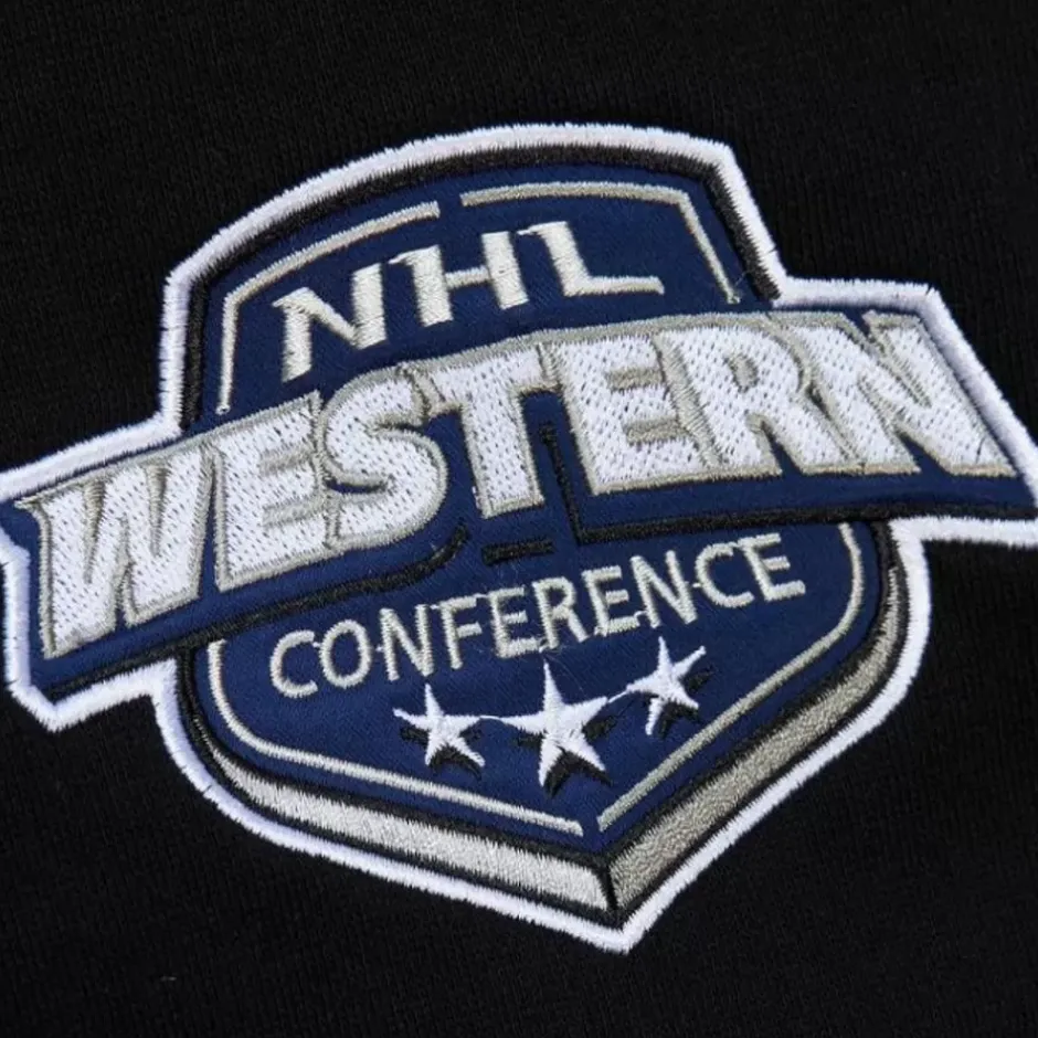 Men Mitchell & Ness Hoodies & Sweatshirts-Team First Satin Fleece Crew Current Logo Colorado Avalanche