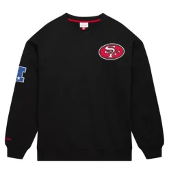 Men Mitchell & Ness Hoodies & Sweatshirts-Team First Satin Fleece Crew San Francisco 49Ers