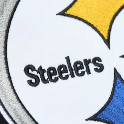 Men Mitchell & Ness Hoodies & Sweatshirts-Team First Satin Fleece Crew Pittsburgh Steelers