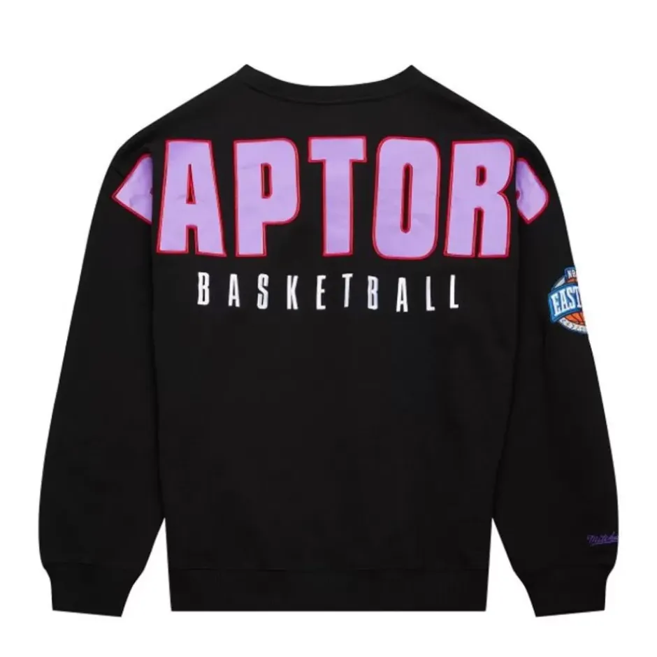 Men Mitchell & Ness Hoodies & Sweatshirts-Team First Satin Fleece Crew Toronto Raptors