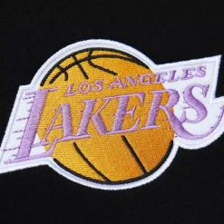 Men Mitchell & Ness Hoodies & Sweatshirts-Team First Satin Fleece Crew Los Angeles Lakers