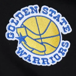 Men Mitchell & Ness Hoodies & Sweatshirts-Team First Satin Fleece Crew Golden State Warriors