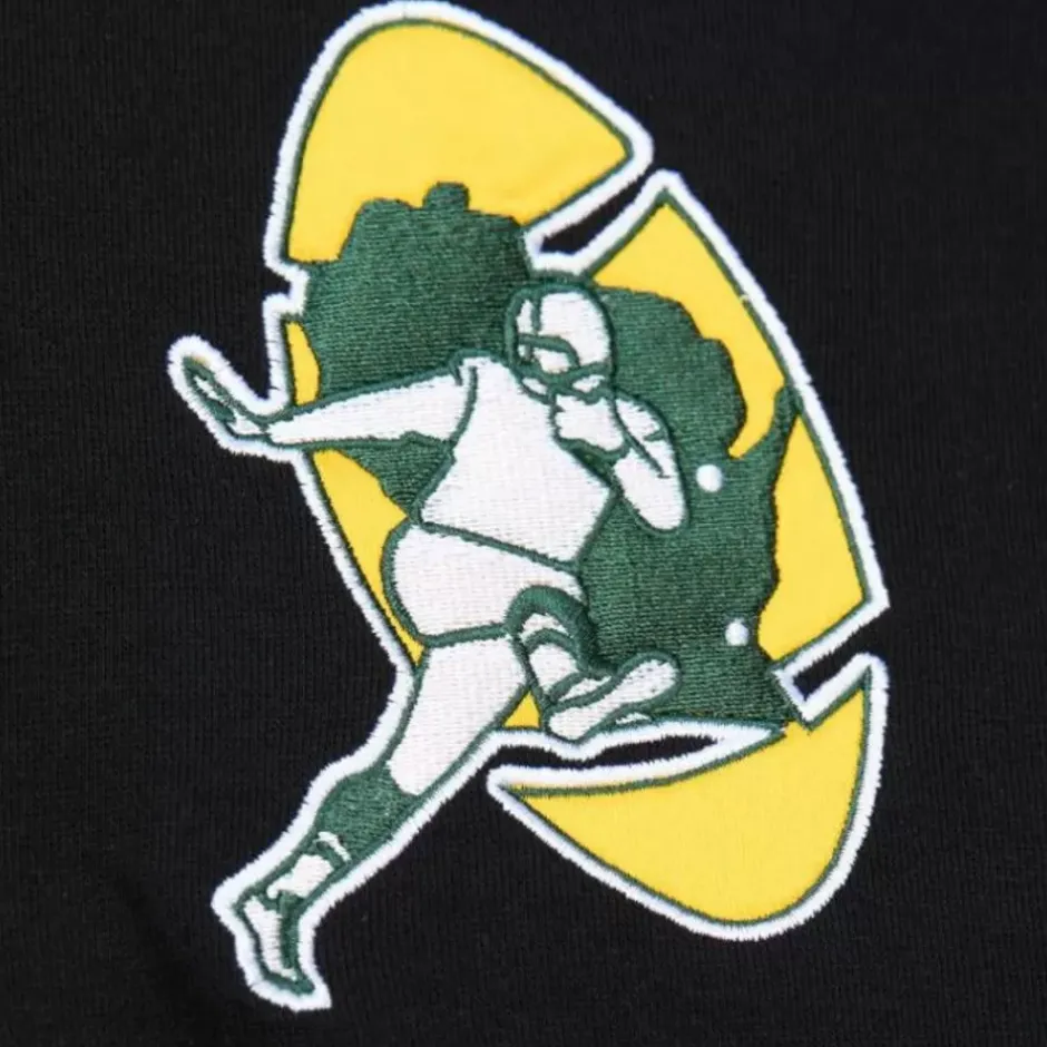 Men Mitchell & Ness Hoodies & Sweatshirts-Team First Satin Fleece Crew Green Bay Packers