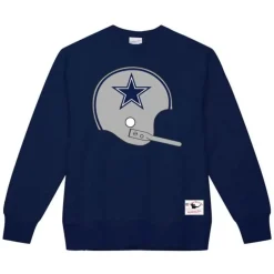 Men Mitchell & Ness Hoodies & Sweatshirts-Team Helmet 2 Crew Dallas Cowboys