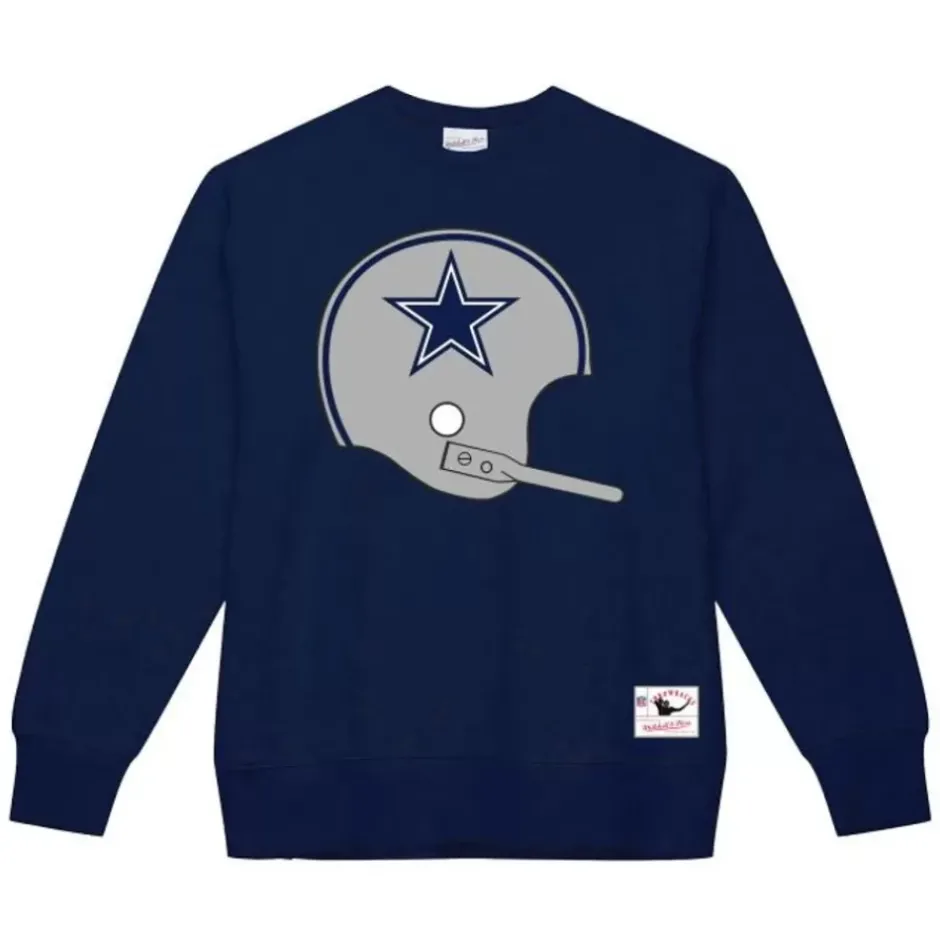 Men Mitchell & Ness Hoodies & Sweatshirts-Team Helmet 2 Crew Dallas Cowboys