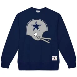 Men Mitchell & Ness Hoodies & Sweatshirts-Team Helmet 3 Crew Dallas Cowboys