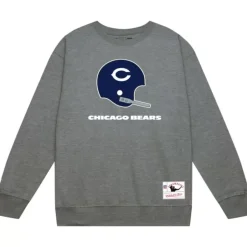 Men Mitchell & Ness Hoodies & Sweatshirts-Team Helmet Crew Chicago Bears