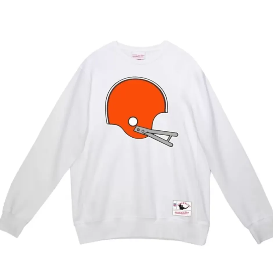 Men Mitchell & Ness Hoodies & Sweatshirts-Team Helmet Crew Cleveland Browns
