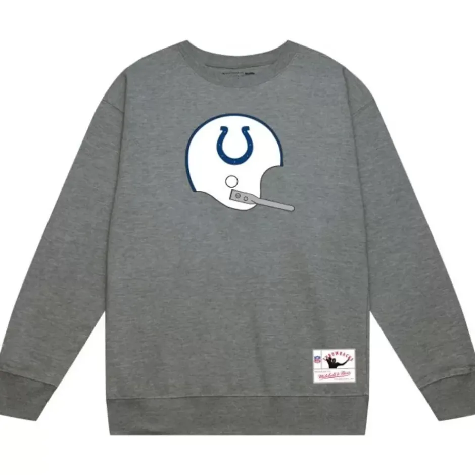 Men Mitchell & Ness Hoodies & Sweatshirts-Team Helmet Crew Indianapolis Colts