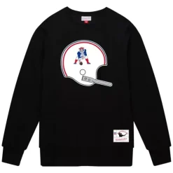 Men Mitchell & Ness Hoodies & Sweatshirts-Team Helmet Crew New England Patriots